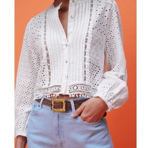 Zara Openwork Embroidery Shirt (M)